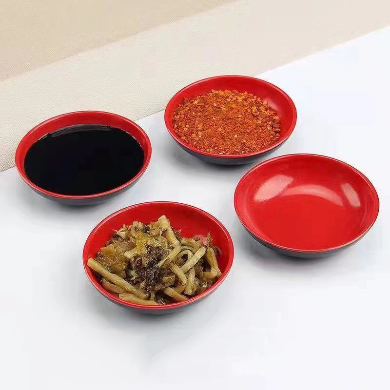 3Pcs Red And Black Round Melam - Sauce Dipping Cup 评论和价格