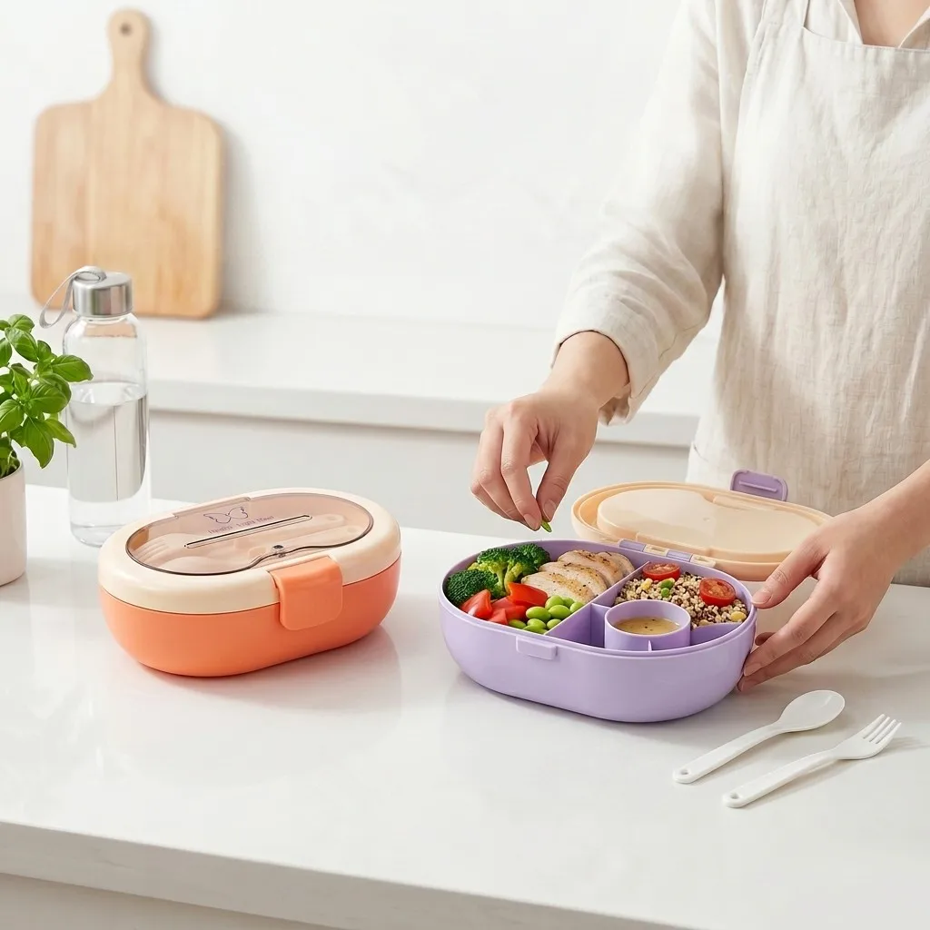 Portable Plastic Bento Lunch B - Meal Prep Or Prep Meal 评论和价格