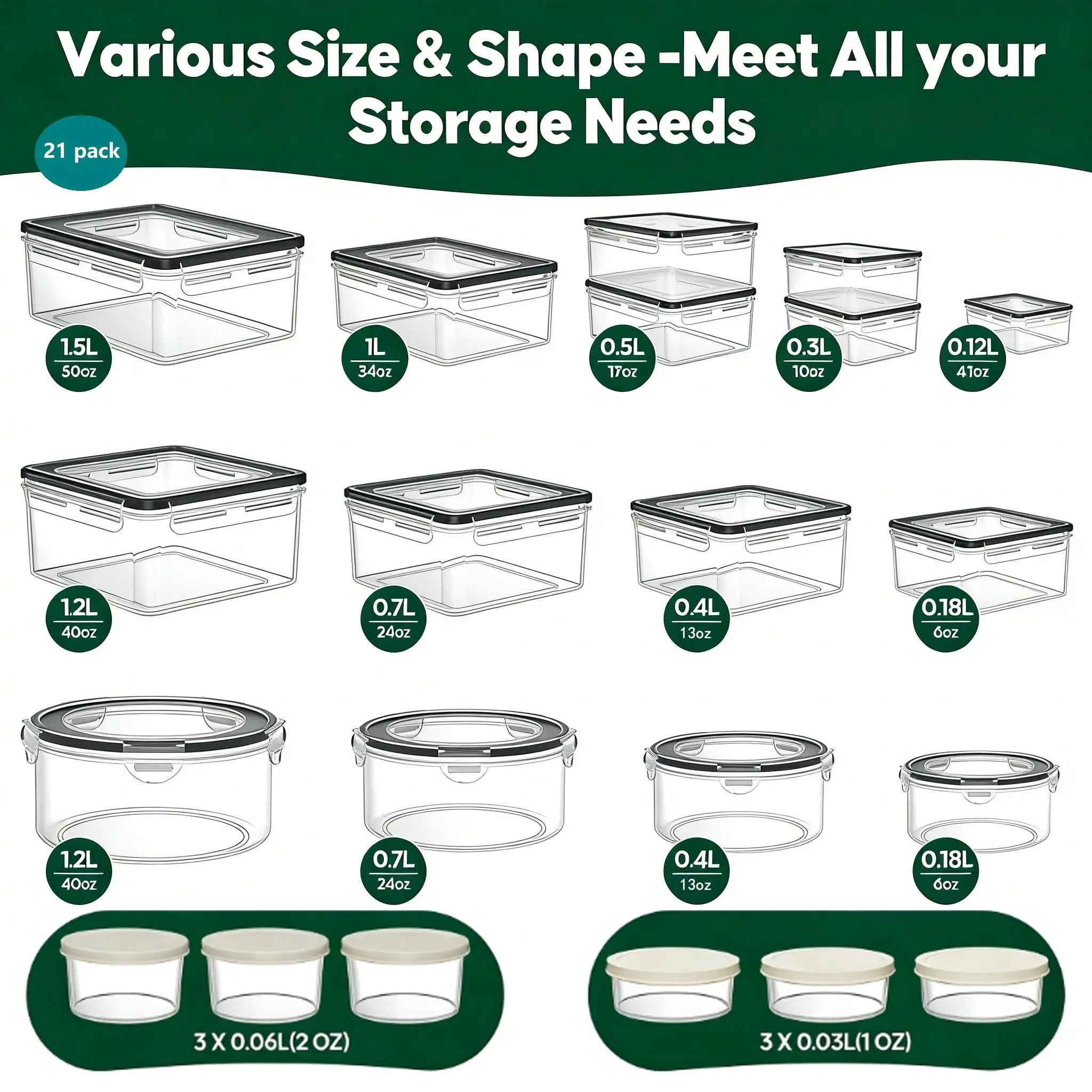 40/42/50/52/62Pcs Large Airtig - Meal Prep Kitchen 评论和价格
