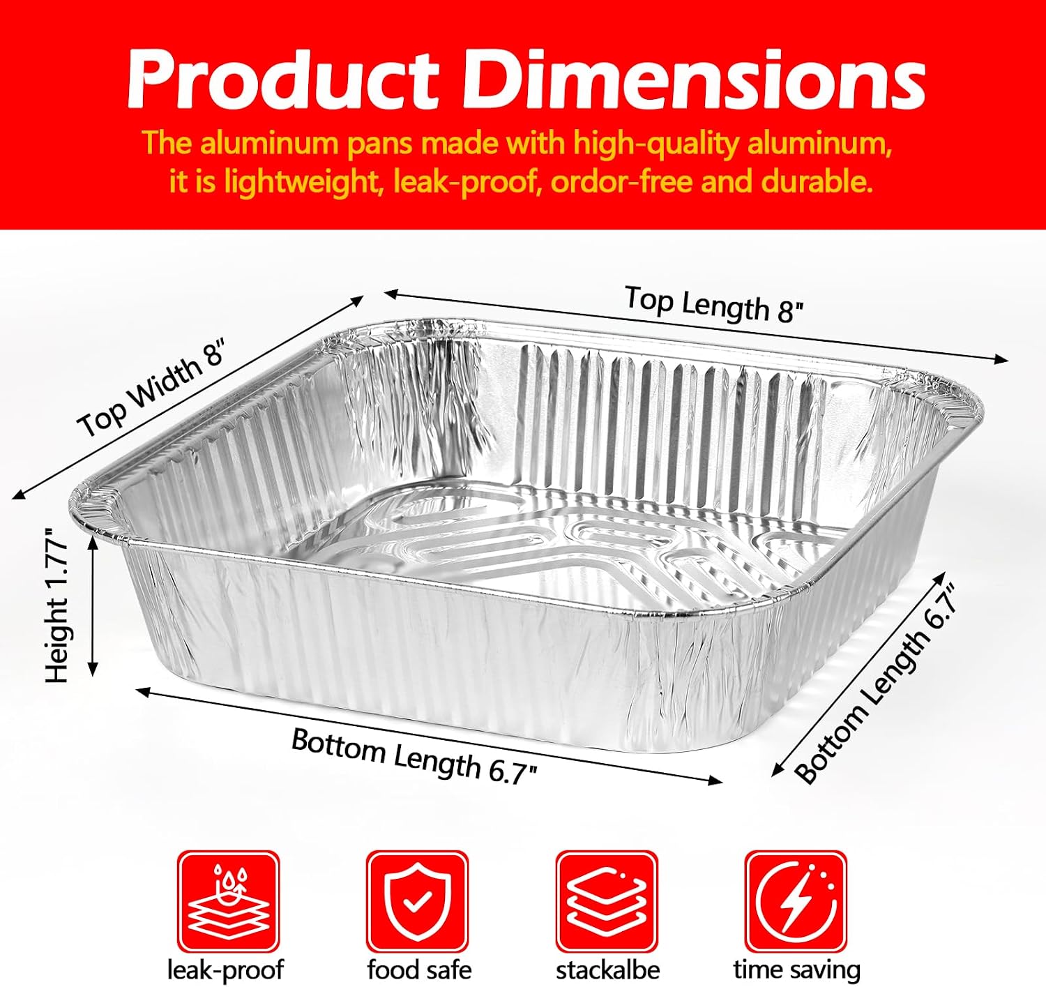 8x8 Aluminum Foil Pans with Al - Meal Prep Or Prep Meal 评论和价格